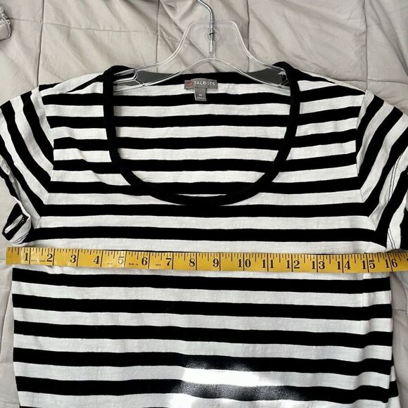 Talbots Striped Maxi Faux Wrap Waist Tie Dress Size Medium Black White C… - Picture 3 of 6